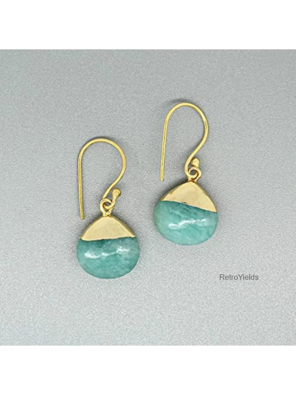 Handmade 14k Gold Plated Teardrop Dangle Earrings Natural Gemstone